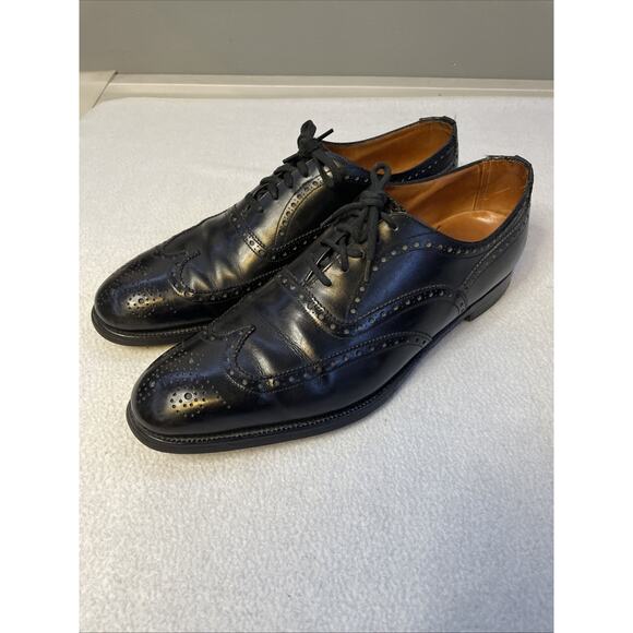 VTG Brooks Brothers Brooks English Devon Black Leather Wingtip Brogue Oxford